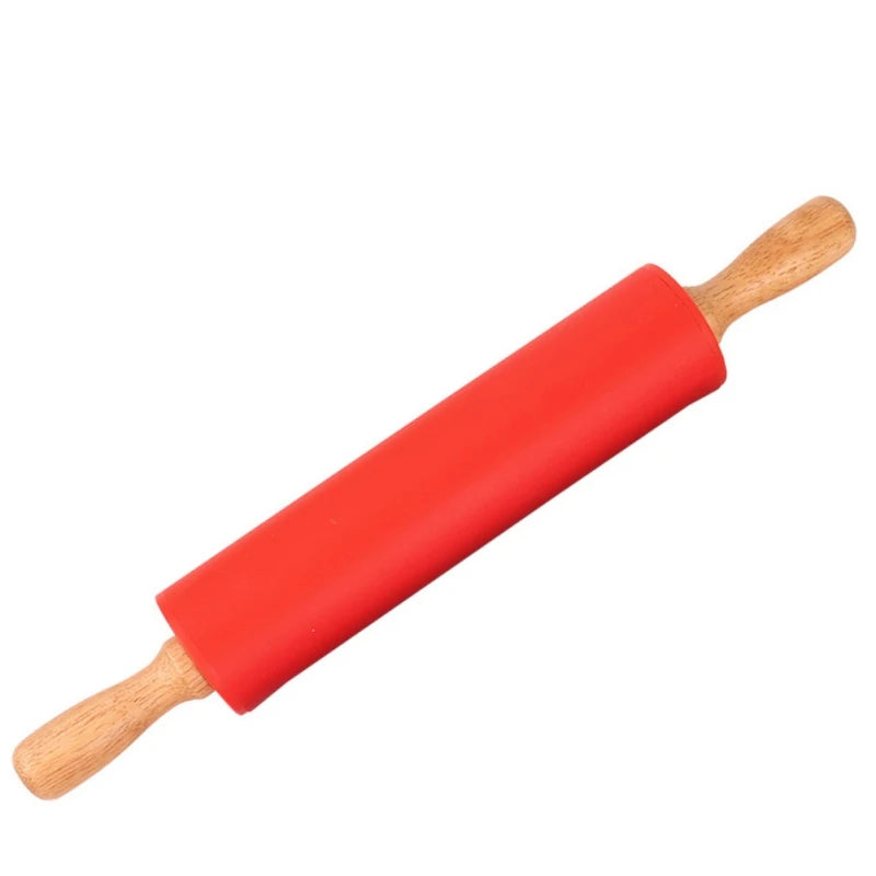 Rodillo de Cocina Silicona Antiadherente | Mango de Madera