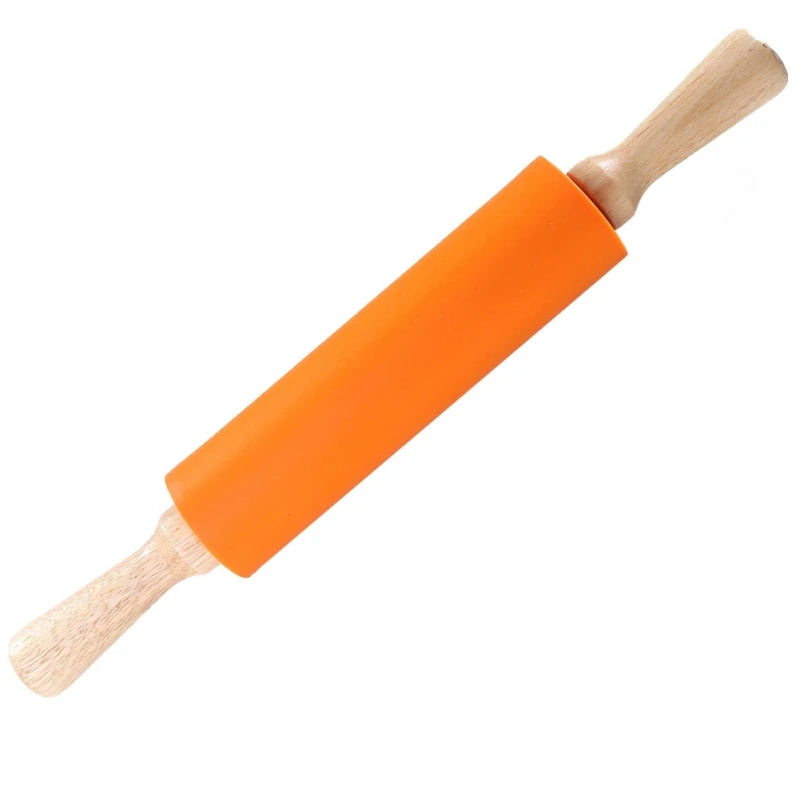 Rodillo de Cocina Silicona Antiadherente | Mango de Madera