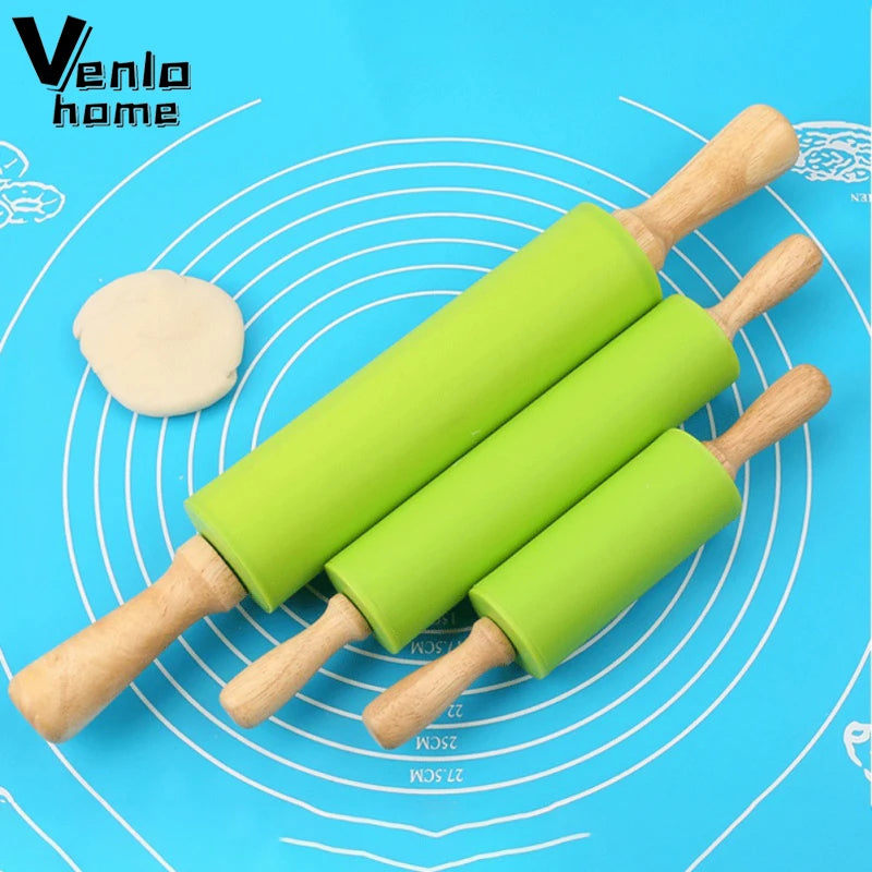 Rodillo de Cocina Silicona Antiadherente | Mango de Madera