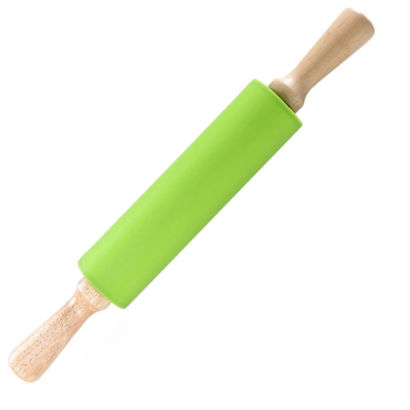 Rodillo de Cocina Silicona Antiadherente | Mango de Madera