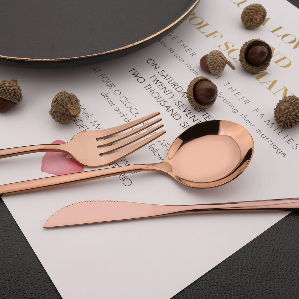Set 6 Tenedores Dorados de Acero Inoxidable | Cubertería Elegante