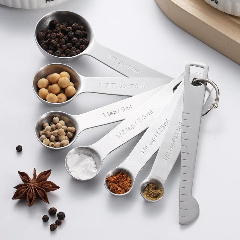 Set Cucharas Medidoras Acero Inoxidable | 4 a 8 Piezas Cocina