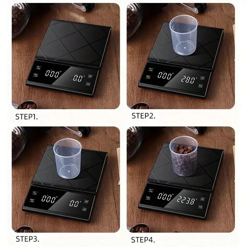 Báscula de Cocina Digital de Precisión 3kg | LCD con Temporizador