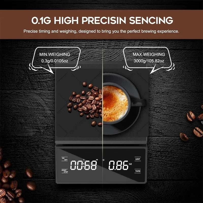 Báscula de Cocina Digital de Precisión 3kg | LCD con Temporizador
