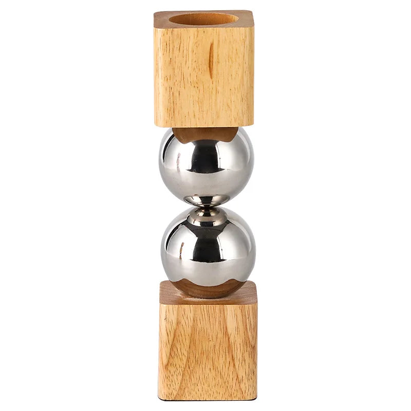 Jarrón Decorativo Nórdico | Madera y Metal Estilo Artístico
