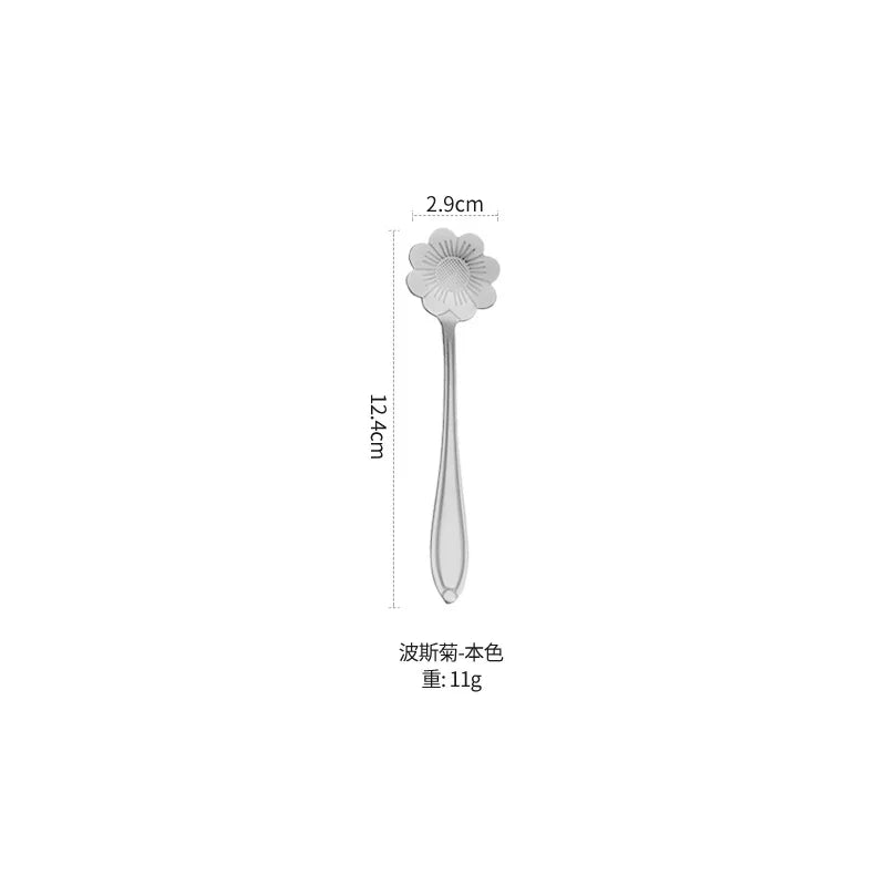 Cuchara Decorativa con Flor | Café, Postre y Té Dorada