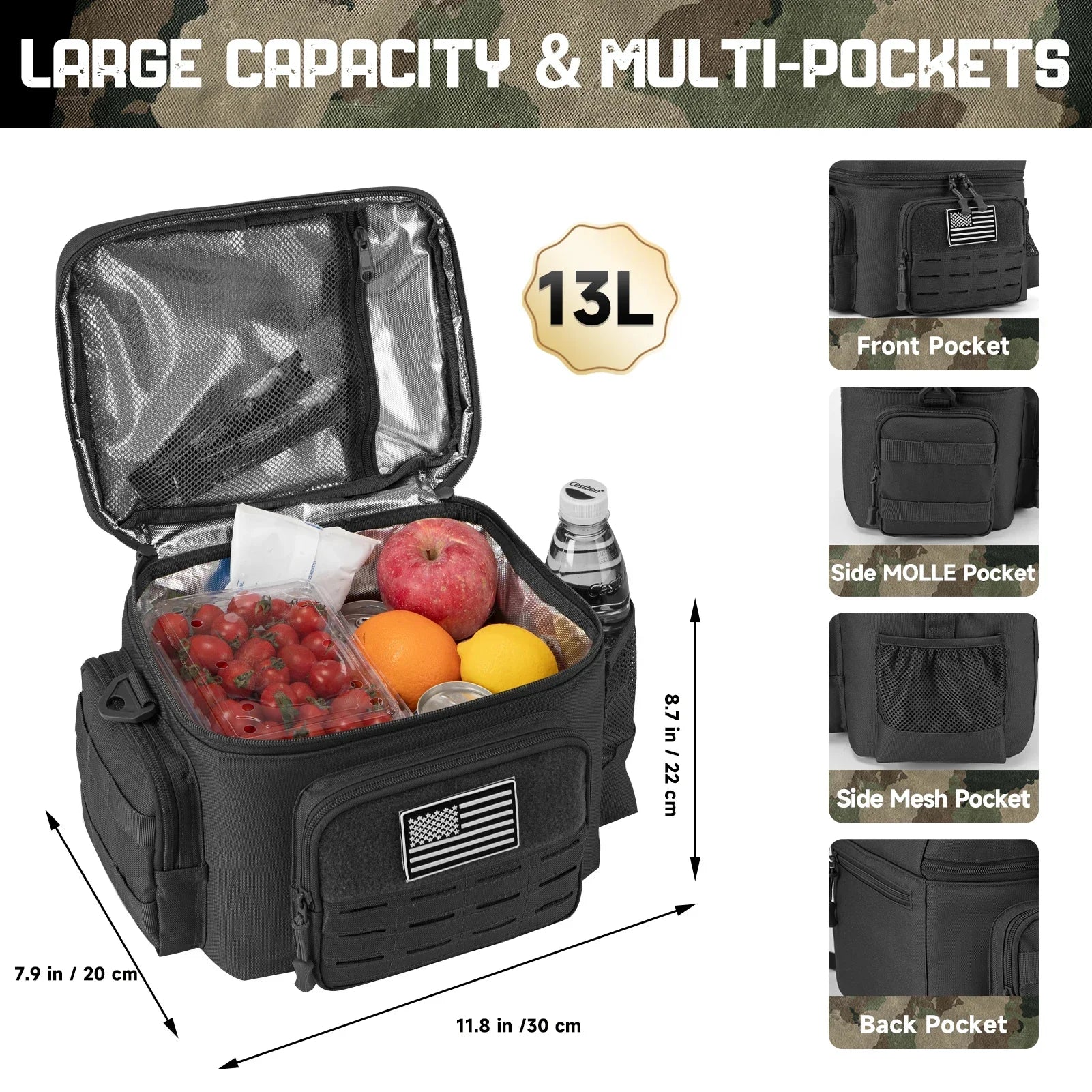 Bolsa Térmica Táctica 13L | Mochila Nevera para Camping y Picnic