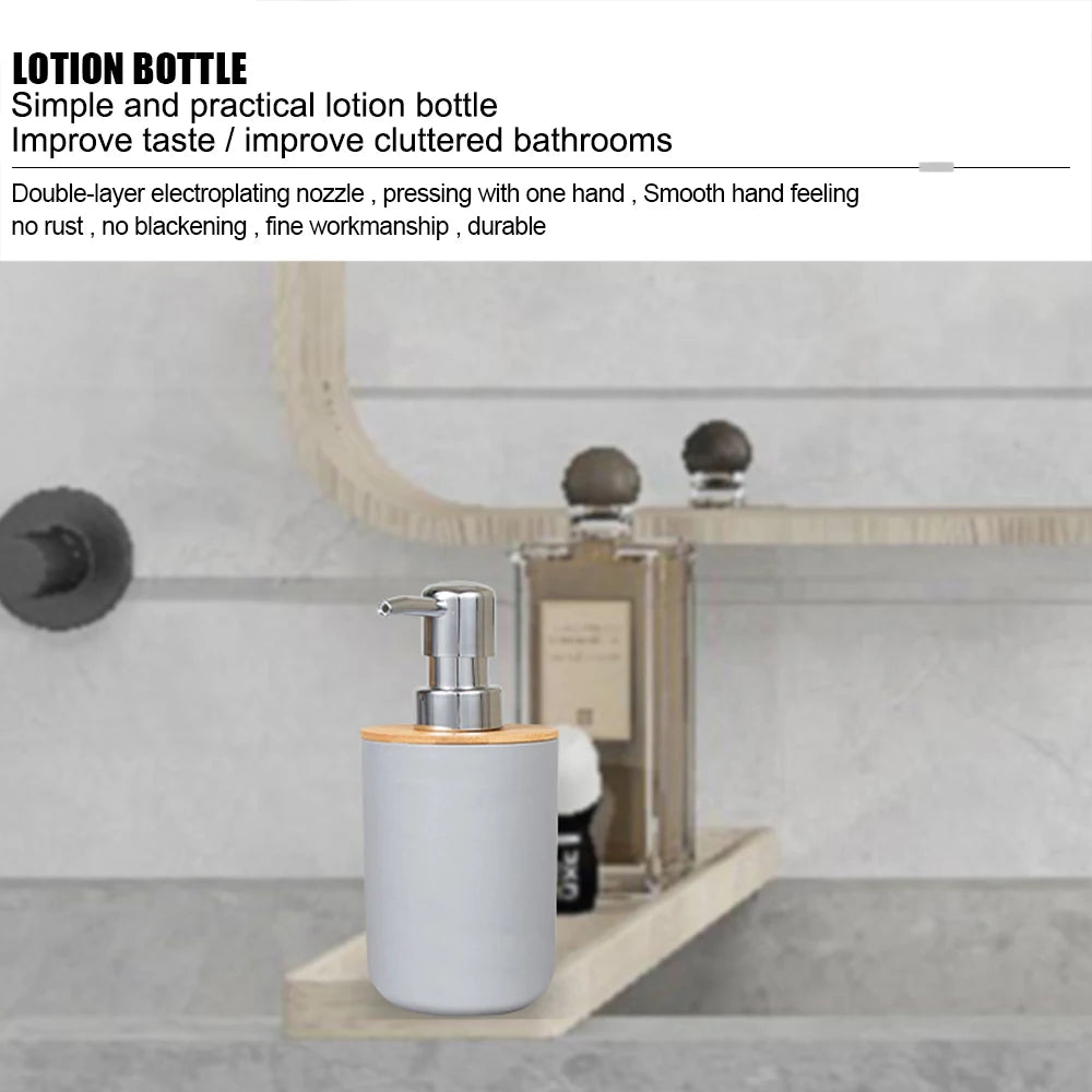 Set 6 Accesorios de Baño Bambú | Dispensador, Cepillo y más