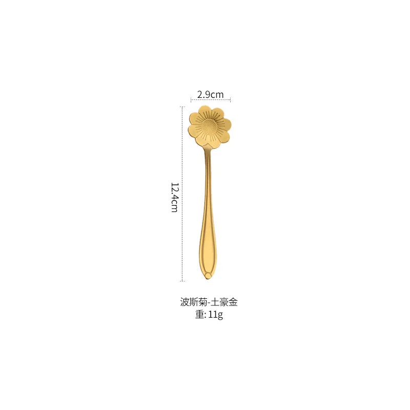 Cuchara Decorativa con Flor | Café, Postre y Té Dorada