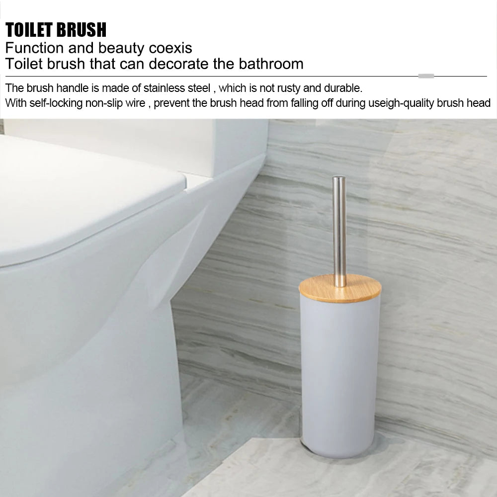 Set 6 Accesorios de Baño Bambú | Dispensador, Cepillo y más