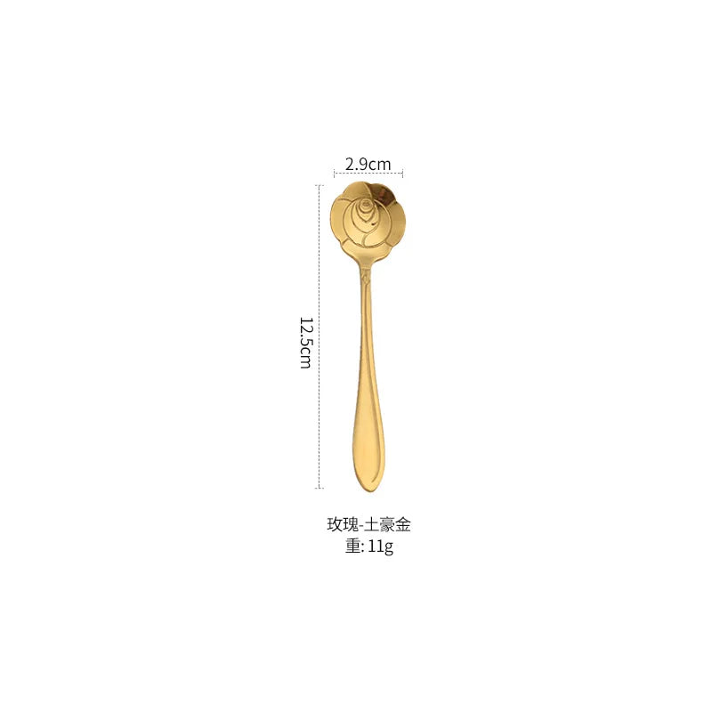 Cuchara Decorativa con Flor | Café, Postre y Té Dorada