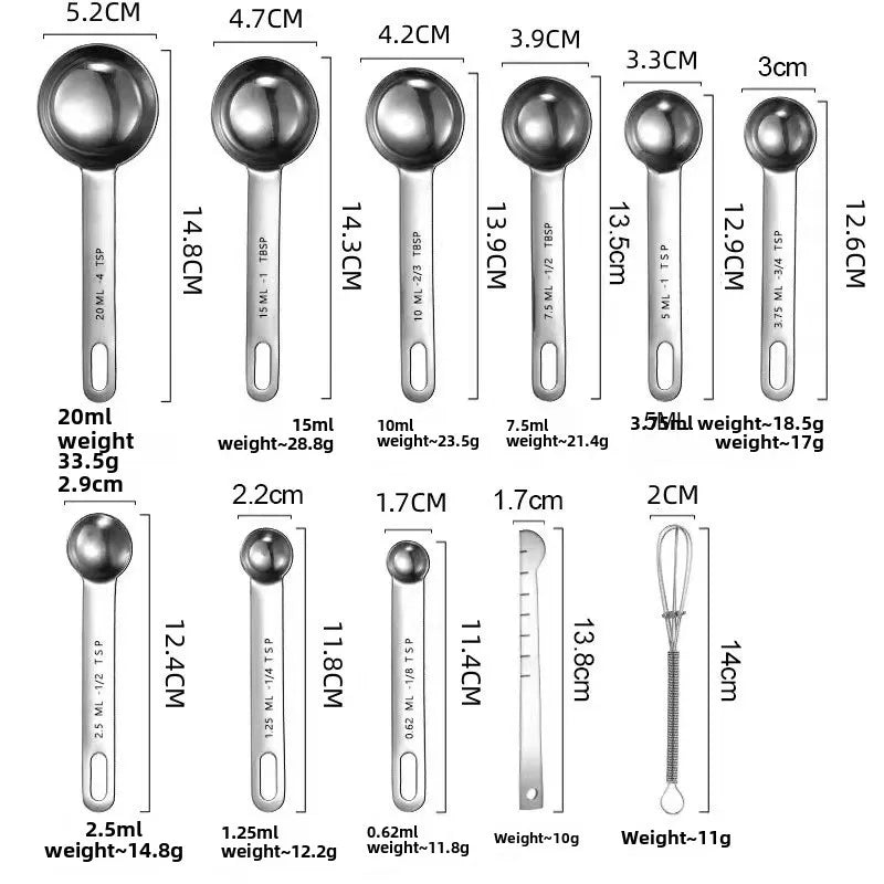 Set Cucharas Medidoras Acero Inoxidable | 4 a 8 Piezas Cocina