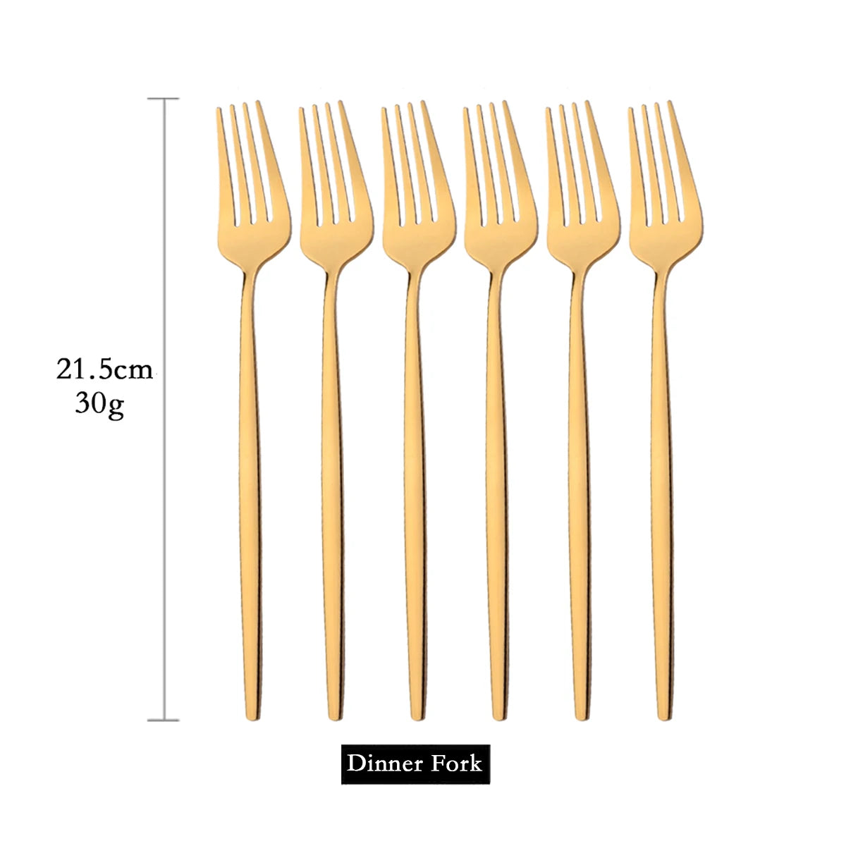Set 6 Tenedores Dorados de Acero Inoxidable | Cubertería Elegante
