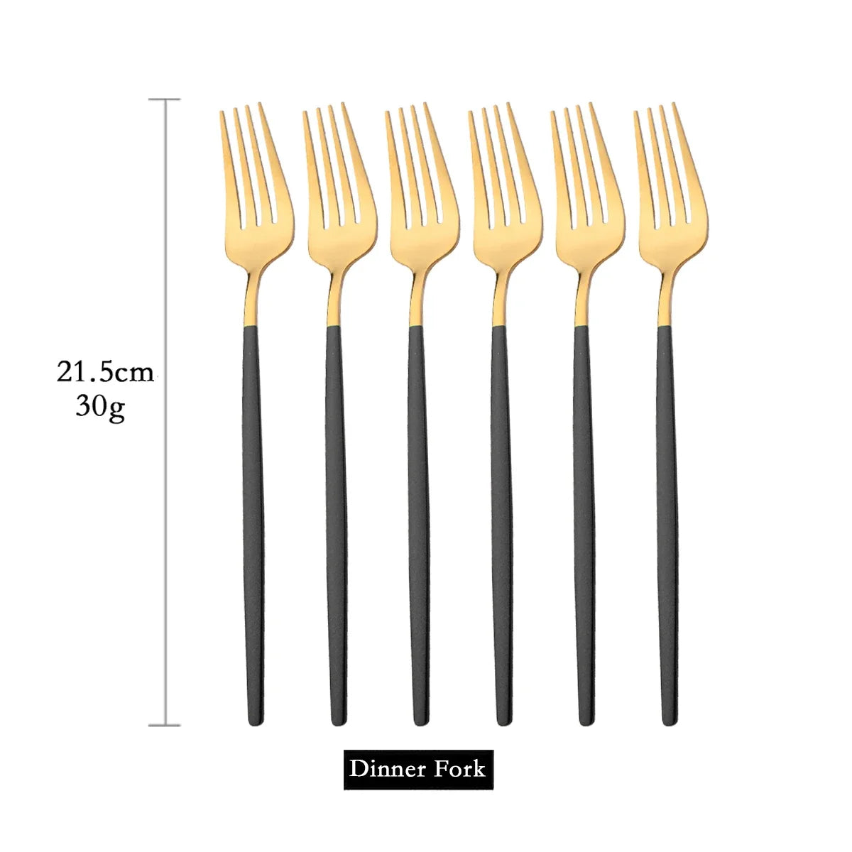 Set 6 Tenedores Dorados de Acero Inoxidable | Cubertería Elegante
