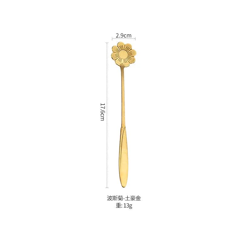 Cuchara Decorativa con Flor | Café, Postre y Té Dorada
