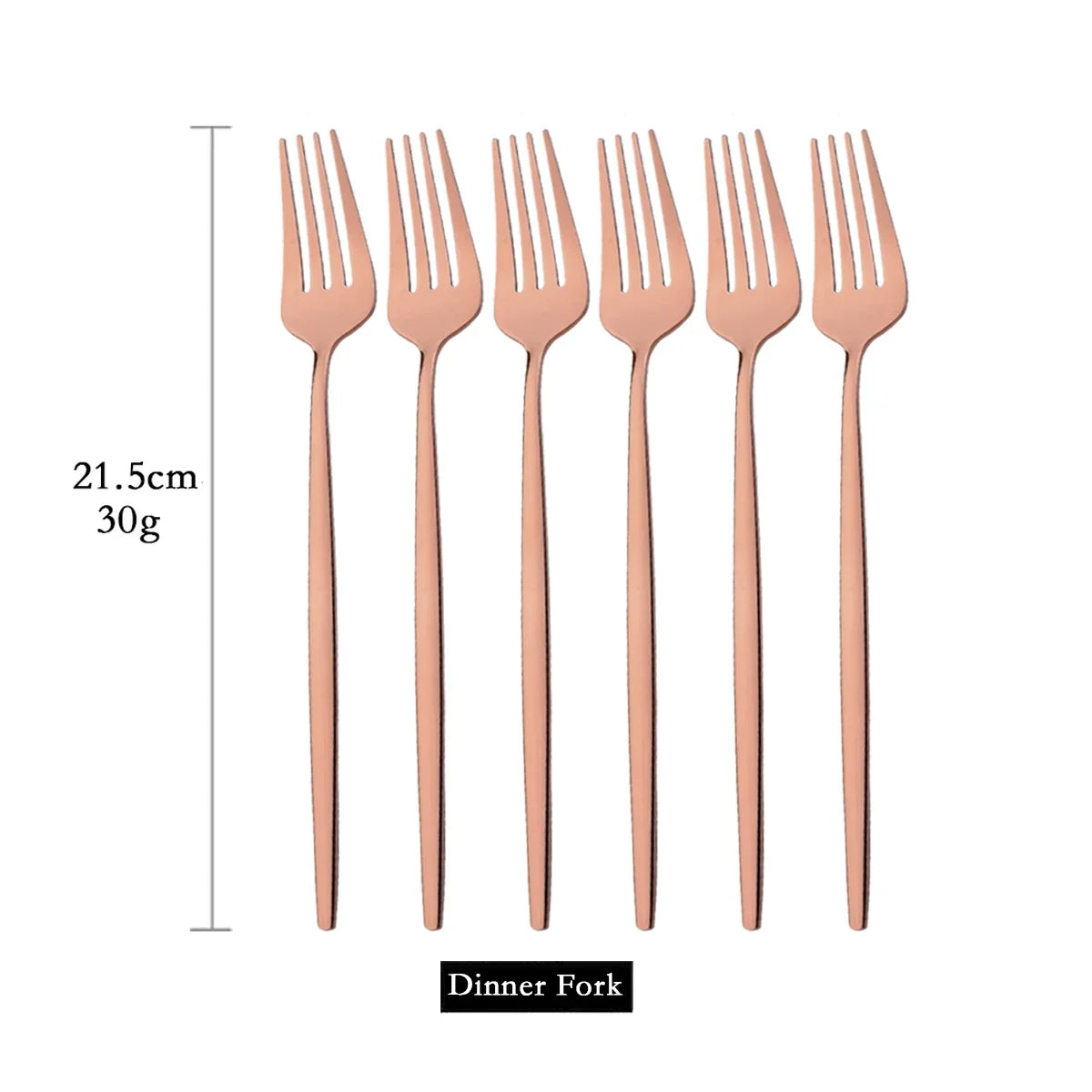 Set 6 Tenedores Dorados de Acero Inoxidable | Cubertería Elegante