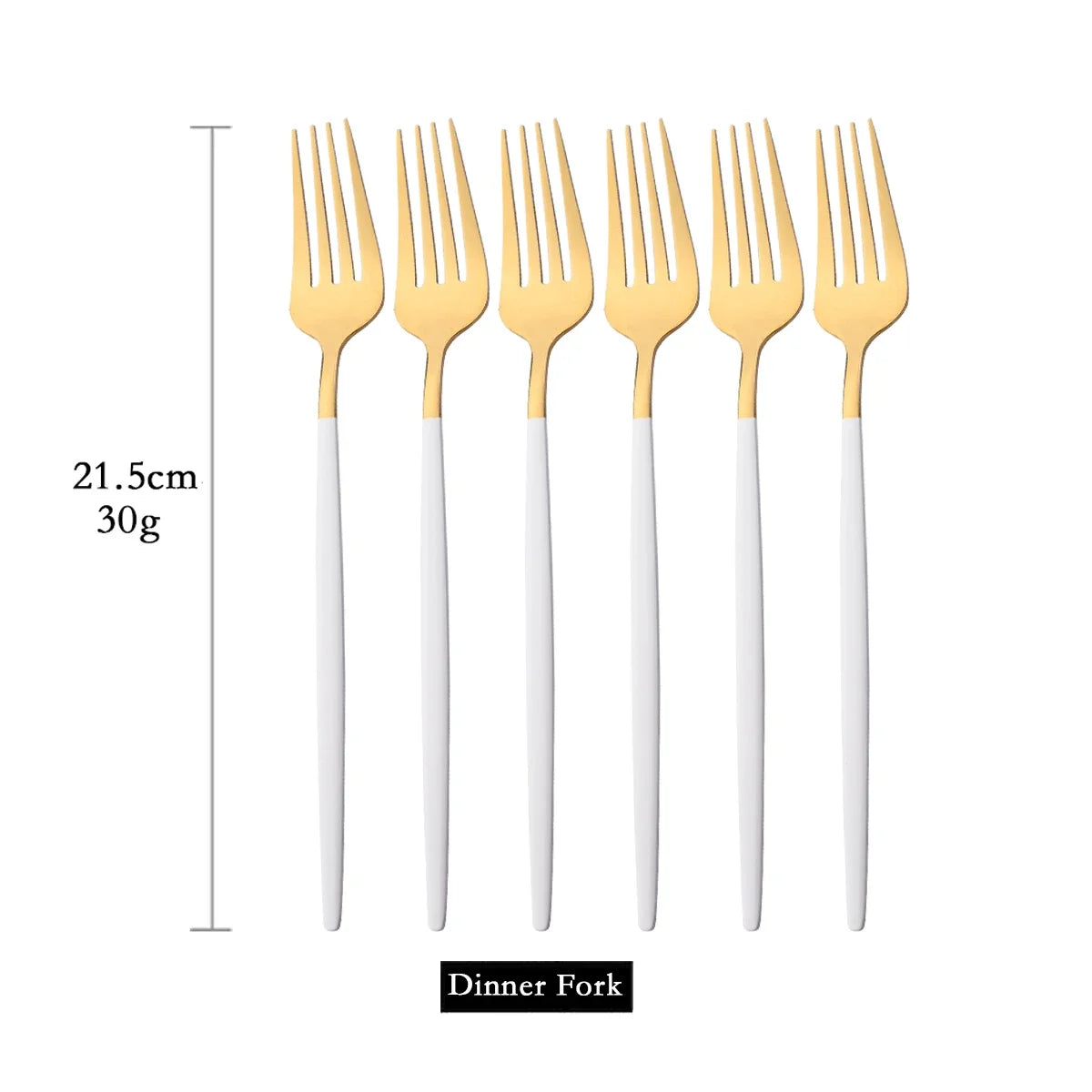 Set 6 Tenedores Dorados de Acero Inoxidable | Cubertería Elegante