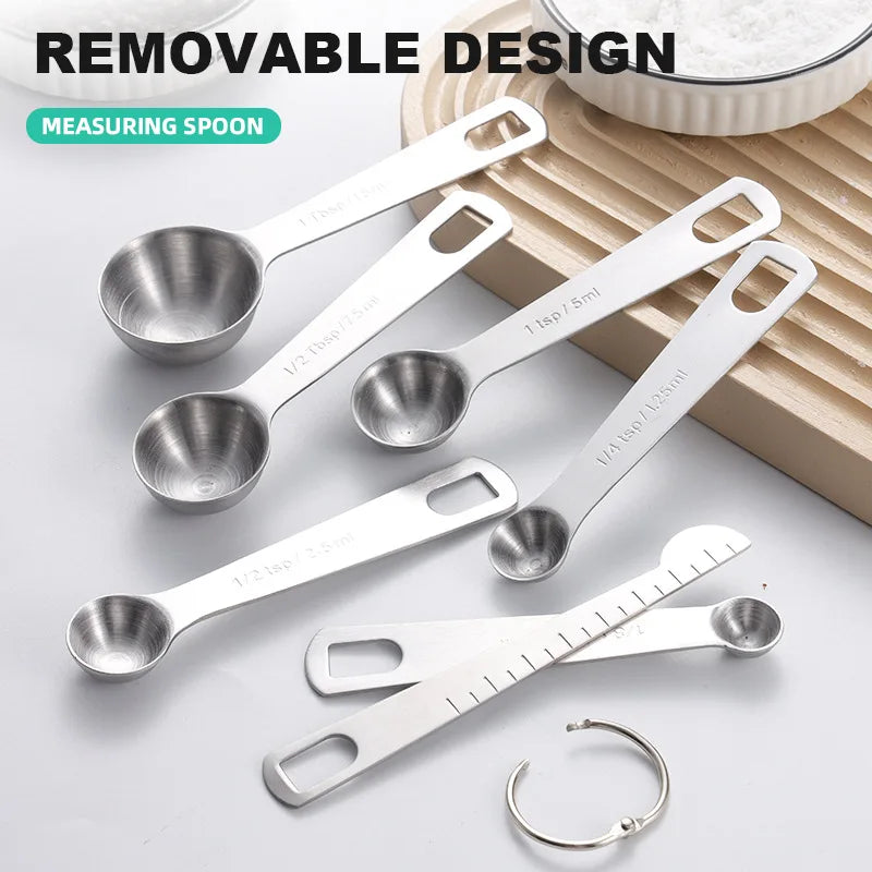 Set Cucharas Medidoras Acero Inoxidable | 4 a 8 Piezas Cocina