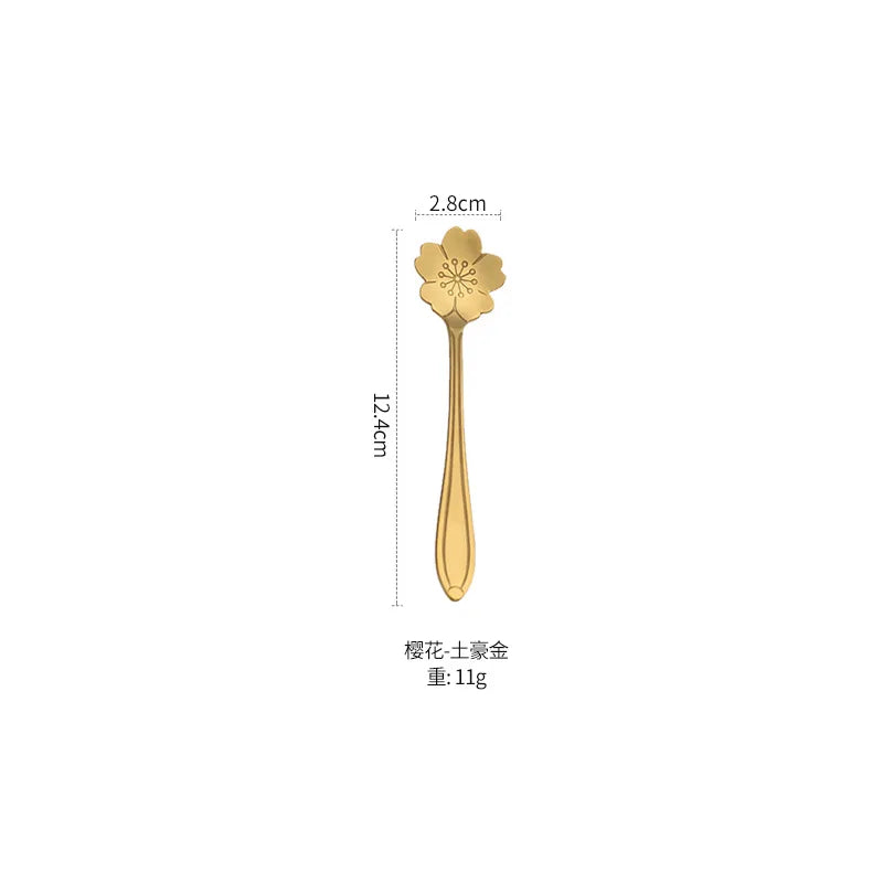 Cuchara Decorativa con Flor | Café, Postre y Té Dorada